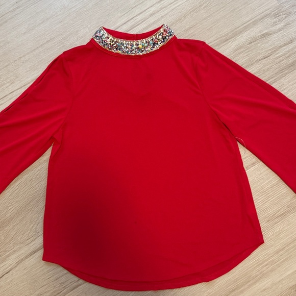 Embellished Collar Red Top - Picture 10 of 10